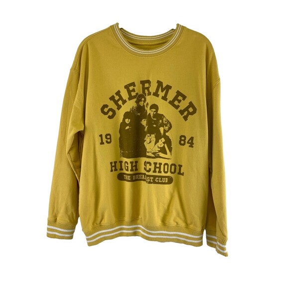 The Breakfast Club Crew Neck Sweatshirt Pullover Yellow Varsity Womens Large - Picture 1 of 8